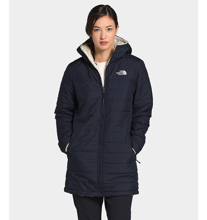 The North Face Parka Damska Granatowe/Białe Mossbud Insulated Reversible - FPKN19263